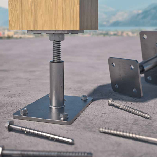 Adjustable post base kit with fasteners — Rothoblaas R60 Kit