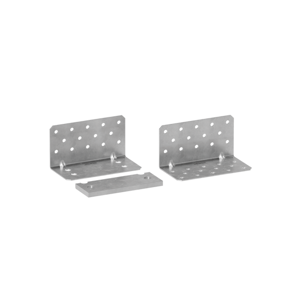 Two metal bracket components on a white background