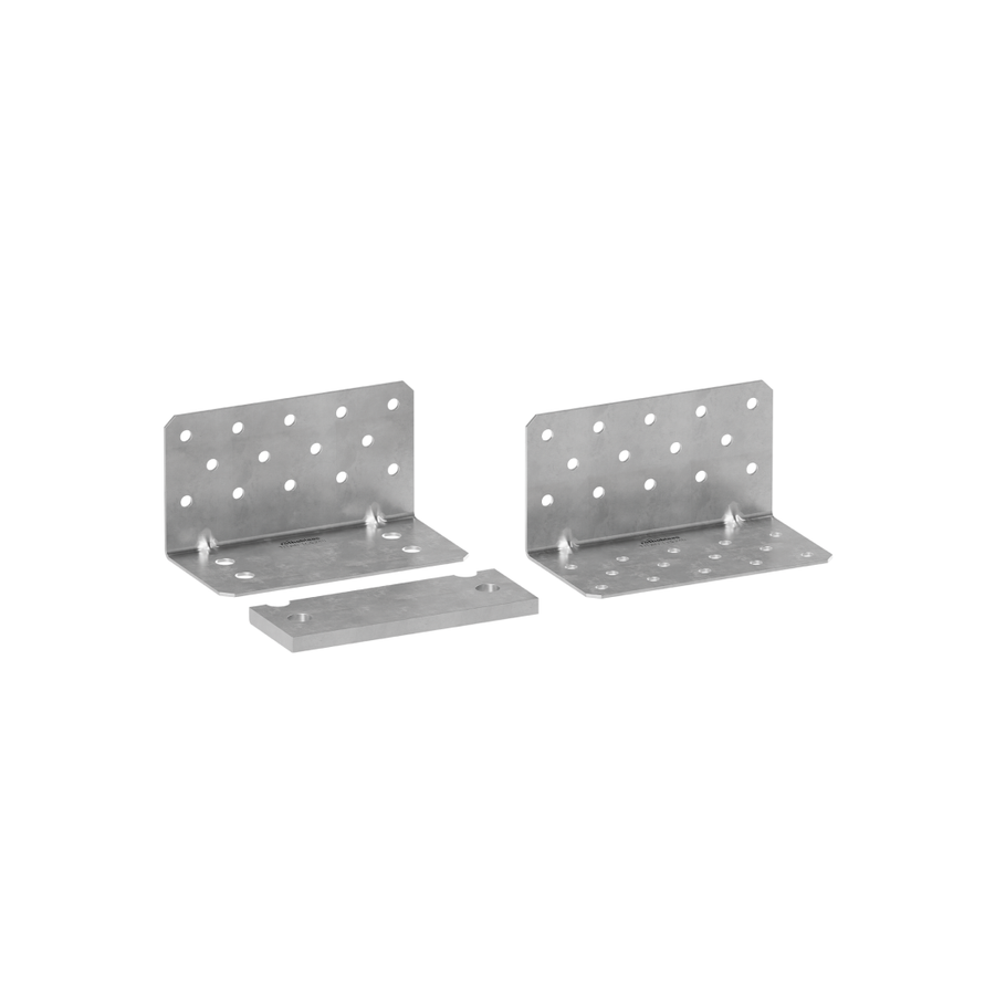 Two metal bracket components on a white background
