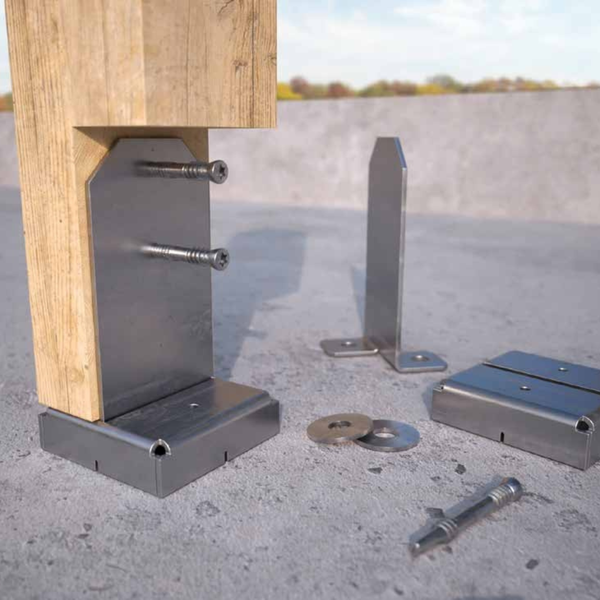 Concealed "T" shaped post base kit — Rothoblaas Easy Tie