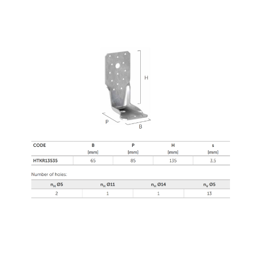 HTKR Reinforced Tensile Angle Bracket Zinc-Plated - Image 3